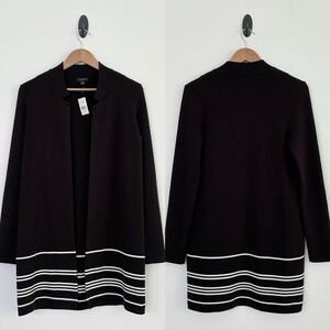 Ann Taylor Factory XS Black White Multicolor Long Sleeve Open Knit Cardigan NWT